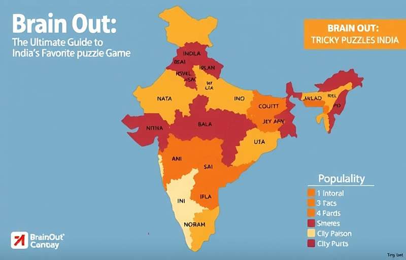 Map of India showing regional popularity of Brain Out: Tricky Puzzles India